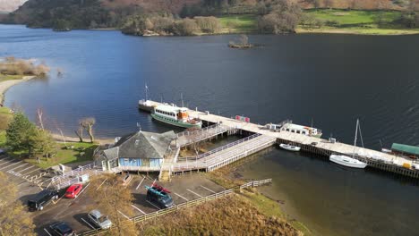 Aerial-View-Glenridding-Ullswater-Terminal-In-Penrith,-United-Kingdom