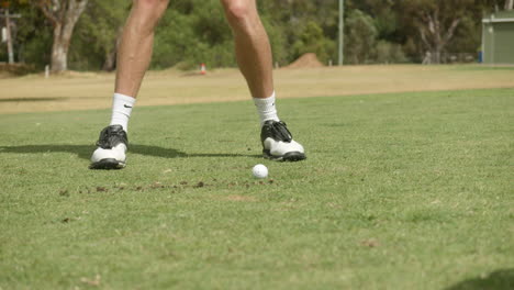 SLOW-MOTION-Recreational-Golfer-Hits-Approach-Shot-To-The-Green