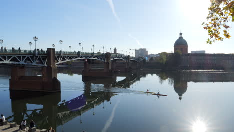 Pont-Saint-Pierre-And-Dome-Of-La-Grave-During-In-Toulouse,-France