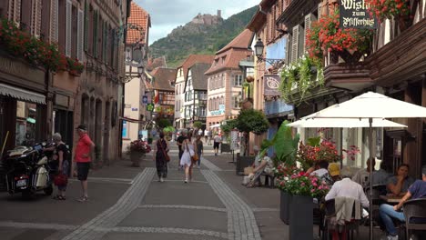 Three-Castles-of-Ribeauvillé-is-Seen-from-Town's-Main-Street