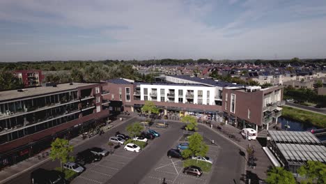 Shopping-area-aerial-in-Dutch-residential-neighbourhood-Leesten