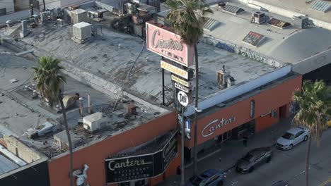 Canter's-Deli-Fairfax-in-Los-Angeles-is-a-famous-celebrity-diner---aerial-reveal