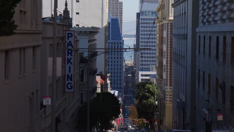 A-Perspective-of-Nob-Hill-in-San-Francisco,-California---High-Angle-Shot