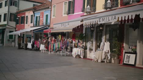 Burano's-Boutique-Lineup-Along-Quiet-Street,-Venice-Italy