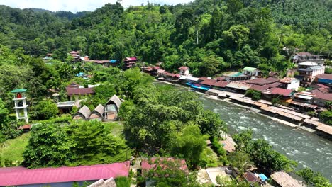 Landak-River-flowing-through-Bukit-Lawang-area-in-North-Sumatra,-Indonesia