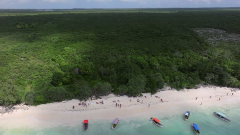 Maravillosa-Vista-De-La-Playa-De-Arena-Y-Aguas-Verdes-Y-Cristalinas-En-La-Playa-De-Nemba-En-Zanzíbar