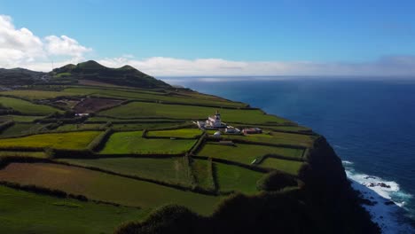 Lighthouse-on-the-edge-of-the-cliff-in-Azores-Portugal