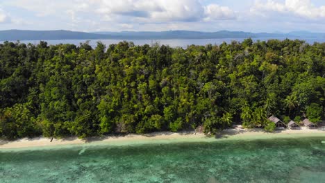 Isla-Boscosa-De-Kri-Con-Aguas-Cristalinas-En-Raja-Ampat,-Papúa-Occidental,-Indonesia