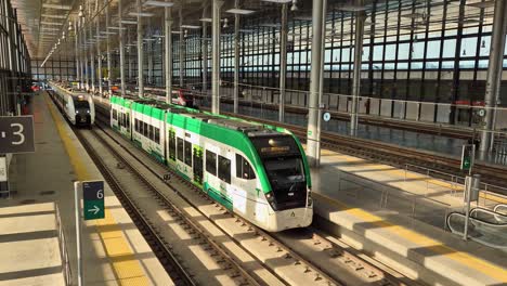 Cinematic-view-over-the-Cadiz-city-train-station-in-the-region-of-Andalusia,-Spain