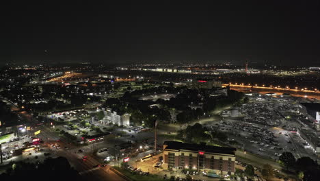 Atlanta-Georgia-Aerial-v952-drone-flyover-College-Park-and-Hapeville-capturing-ATL-Hartsfield-Jackson-International-Airport-and-hotels-nearby-at-night---Shot-with-Mavic-3-Pro-Cine---June-2023