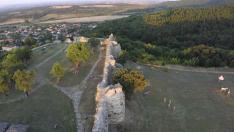 Flying-Over-The-Stone-Walls-And-Towers-Of-Mezek-Fortress-Neoutzikon-In-Bulgaria