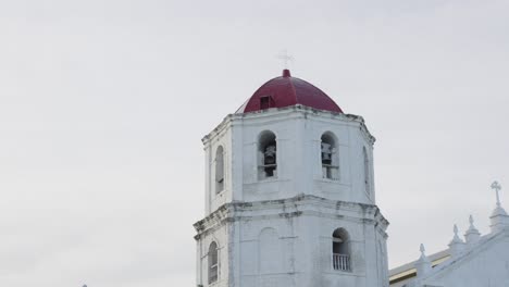 Exterior-shot-of-clock-tower-from-the-our-lady-of-immaculate-conception-church-on-cebu-island,-Philippines