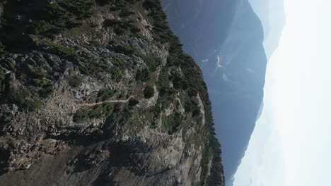 Trails-on-top-of-Goat-Ridge,-Squamish,-BC,-Canada,-Howe-sound-in-the-background