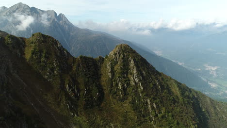 Aerial-drone-shot-of-rocky-alps-mountains