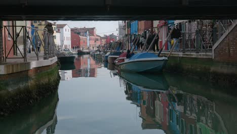 Serene-Burano-Canal-View-from-Under-Bridge,-Venice-Italy