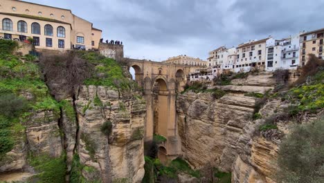 View-From-Puente-Nuevo-With-Fast-Moving-Clouds,-Ronda,-Spain