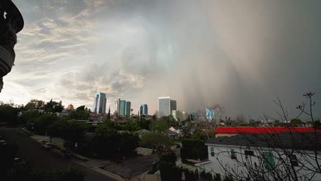 Lightning-Strike-and-Stormy-Clouds-Above-Los-Angeles-California-USA