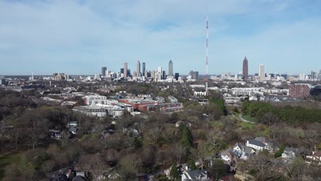 Drone-shot-of-Inman-Park-in-Atlanta,-Georgia