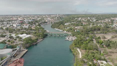 Cruise-ship-anchored-in-port-of-La-Romana-marina,-Dominican-Republic