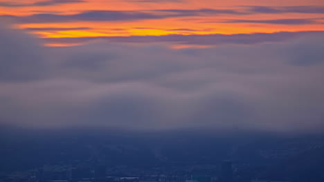 Clouds-Over-San-Francisco-City-And-Bay-At-Dusk-In-California,-USA