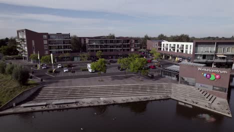 Moated-shopping-area-aerial-of-residential-neighbourhood-Leesten-in-suburbs-with-distinct-shape-and