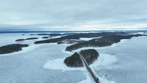 Drone-video-over-a-frozen-lake-and-forest