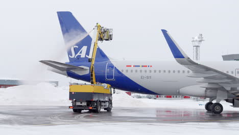 SAS-Airlines-Airbus-A320neo-During-Aircraft-Deicing-Procedures-At-Kiruna-Airport-In-Sweden