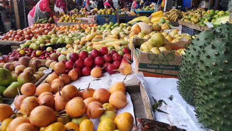 Traditional-market-with-variety-organic-fruits-in-Andean-highlands-in-Pichincha,-Ecuador