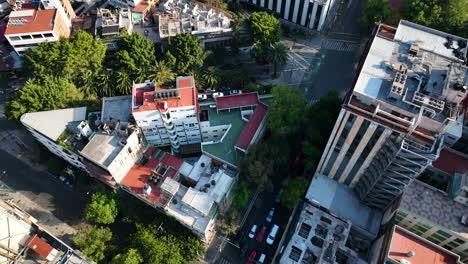 Mexico-City-Aerial-Drone-at-Magic-Hour,-Birds-Eye