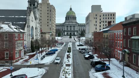 Edificio-Del-Capitolio-De-Pensilvania-Con-Nieve