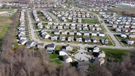 Aerial-view-of-a-neighborhood-in-Pataskala-Ohio-during-early-spring