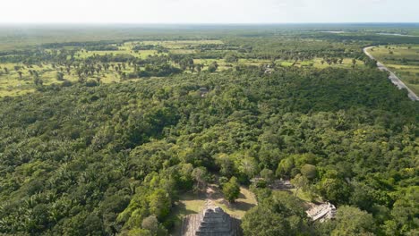 The-pyramid-of-theTemple-1-at-Chacchoben,-Mayan-archeological-site,-Quintana-Roo,-Mexico