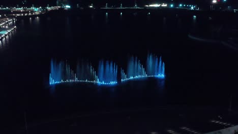 Establishing-Shots-big-fountain-show-is-happening-in-Rajkot-atal-lake-and-many-people-are-watching-the-fountain-show