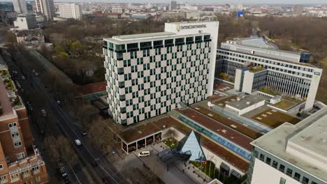 Aerial-drone-view-of-Hotel-InterContinental-in-Berlin-on-beautiful-sunny-day