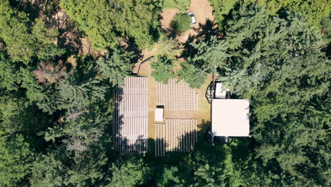 Overhead-Wide-Aerial-Perspective-of-an-open-air-concert-stage-Surrounded-by-Forest