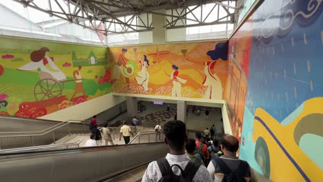 Wide-shot-of-newly-built-Howrah-metro-railway-station-with-their-new-escalator