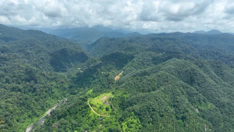 Indonesian-nature,-mountains-and-hills-of-lush-green-rainforests