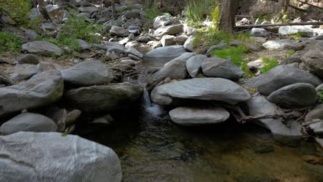 Relajante-Primer-Plano-Del-Río-Que-Fluye-Sobre-Rocas---Naturaleza-Pacífica-Con-Agua-Corriente