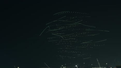 Espectáculo-De-Drones-En-El-Cielo-Nocturno-Sobre-Abu-Dhabi,-Emiratos-Árabes-Unidos