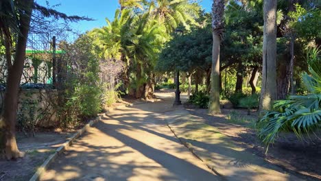 Taking-a-Walk-in-Genoves-Park,-Cadiz,-Spain