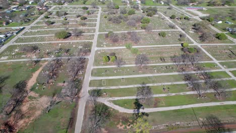 Aerial-footage-of-a-cemetery-in-DeLeon-Texas