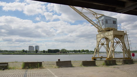 Old-Industrial-Crane-At-The-Port-Of-Antwerp-In-Belgium