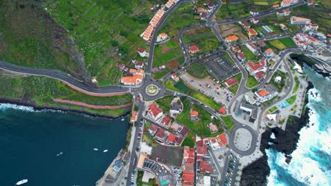 High-angle-view-over-Porto-Moniz-in-Madeira,-Portugal