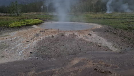 Geysers-in-Geothermal-Area-of-Iceland,-Hot-Vapor-From-Boiling-Water
