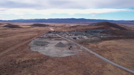 Aerial-View-of-Concrete-Factory-Facility-in-Prescott-Valley,-Arizona-USA