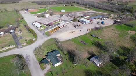 Aerial-footage-of-businesses-on-the-west-side-of-the-town-of-DeLeon-in-Texas