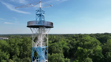 Aerial-Viev-of-Blue-and-White-Parachute-Tower