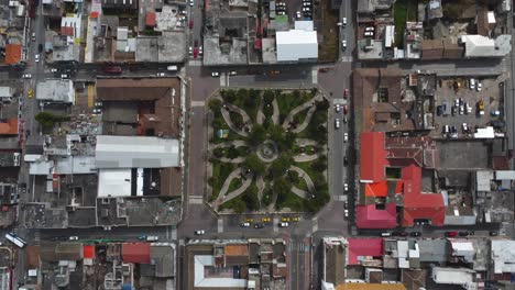 Top-aerial-view-of-the-city-of-Machachi-in-the-Mejía-Canton,-Pichincha-Region,-Ecuador