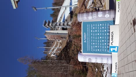 Empty-podium-with-sponsors-during-practice-session-at-the-Nordic-Junior-World-Ski-Championships-in-Planica,-Slovenia