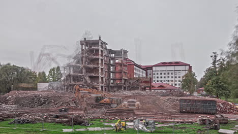 Time-Lapse,-Complete-Demolition-of-Abandoned-Apartment-Complex-Buildings